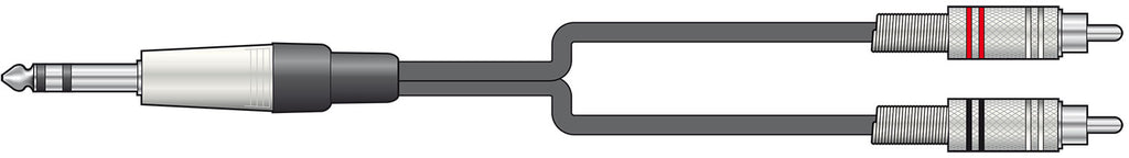 Classic Audio Lead 6.3mm TRS Jack - 2 RCA Plugs 3.0m - Apollo Music School