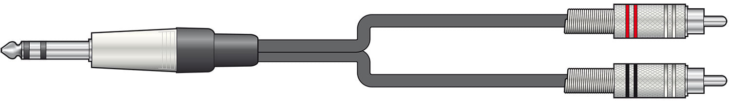 Classic Audio Lead 6.3mm TRS Jack - 2 RCA Plugs 3.0m - Apollo Music School