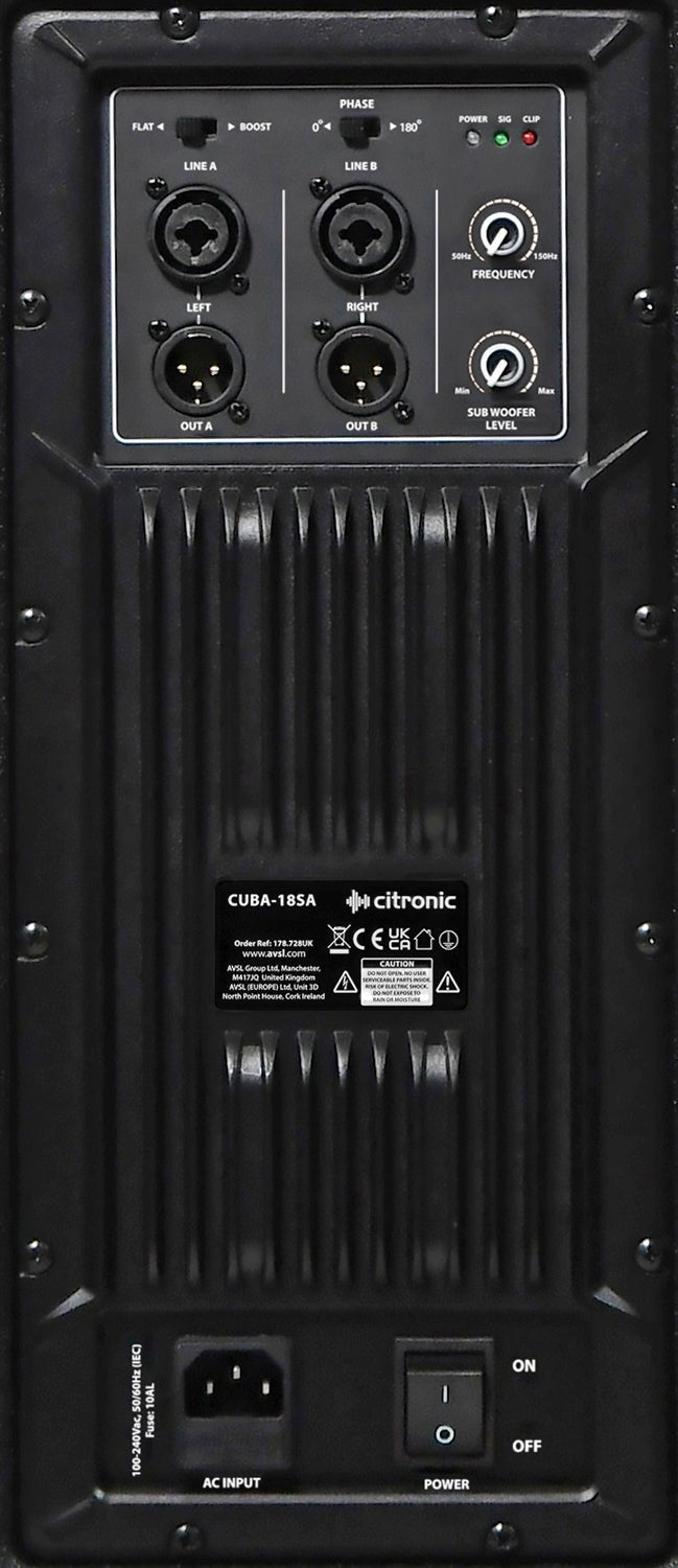 CUBA - 18SA Active Sub Cabinet 1200W rms - Apollo Music School