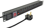 1U Rackmount 6 - Gang UK Power Distribution Unit + Breaker + 1.8m Lead - Apollo Music School