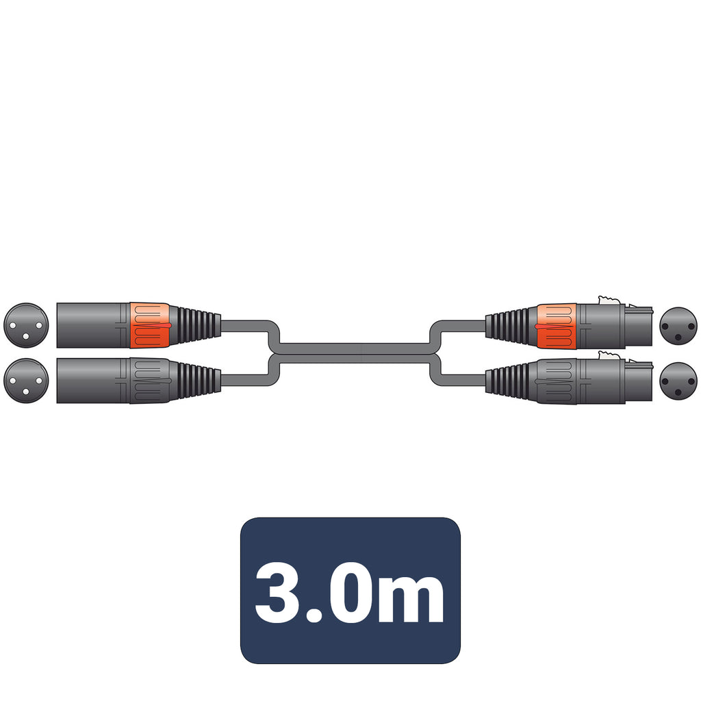 Classic Audio Lead 2 XLR Female - 2 XLR Male 3.0m - Apollo Music School