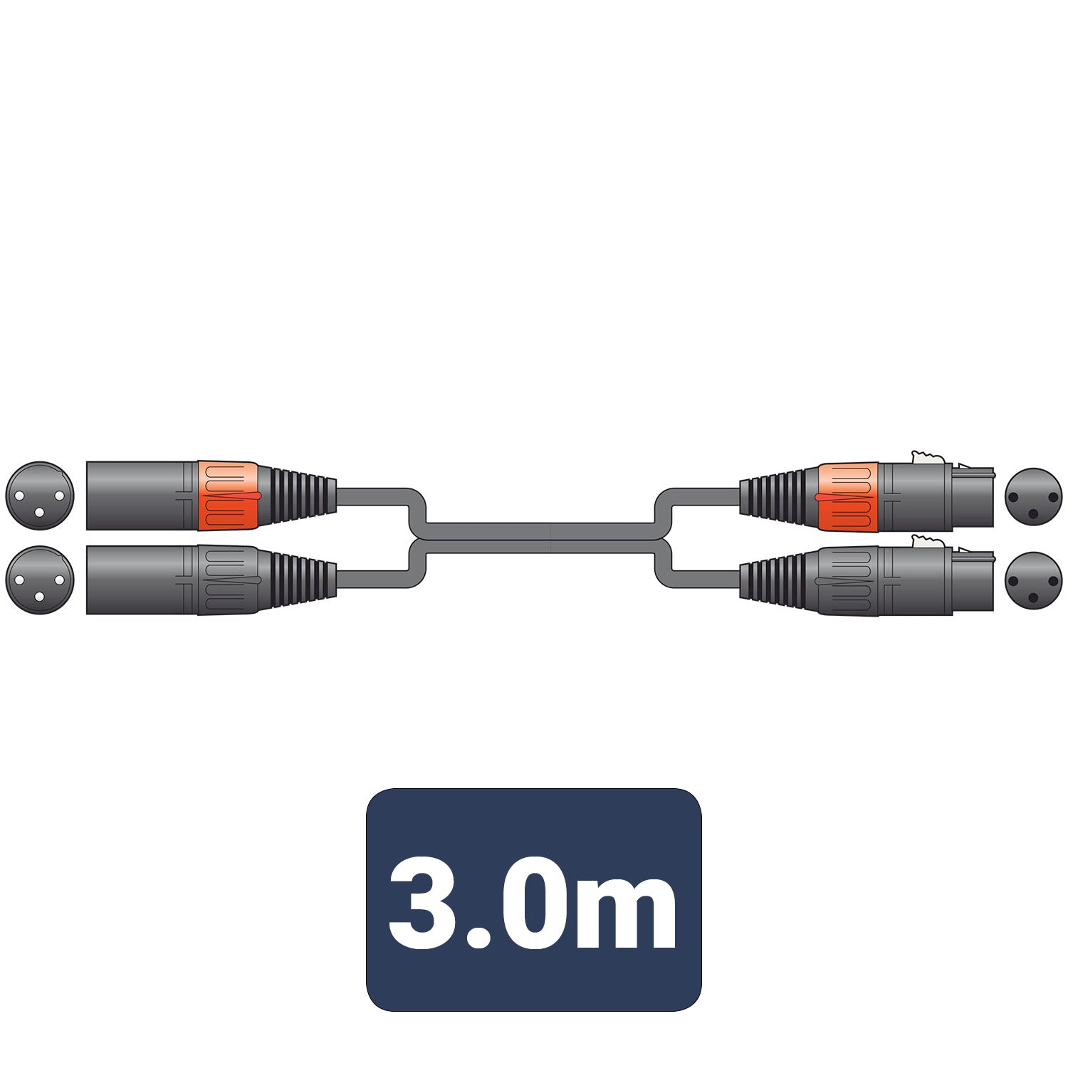 Classic Audio Lead 2 XLR Female - 2 XLR Male 3.0m - Apollo Music School