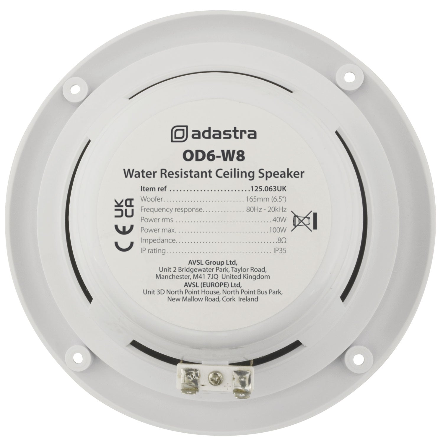 0D6 - W8 Water resistant speaker, 16.5cm (6.5"), 100W max, 8 ohms, White - Apollo Music School