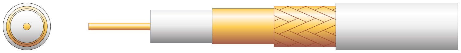 100U Foamed PE Coaxial Cable with CCA Braid - 100m White - Apollo Music School