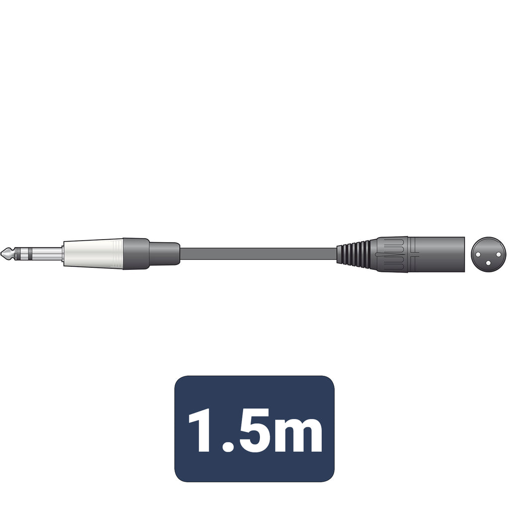 Classic Audio Lead TRS 6.3mm Jack - XLR Male 1.5m - Apollo Music School