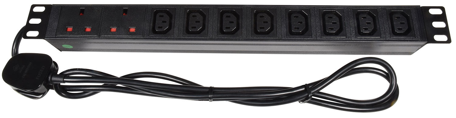 1U Rackmount 2 UK + 8 IEC Power Distribution Unit + 1.8m Lead - Apollo Music School