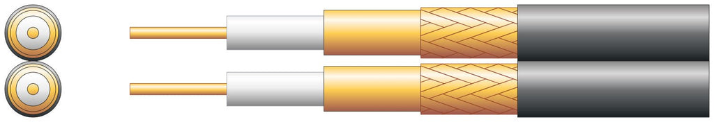 Twin SAT/CCTV Foamed PE Coaxial Cable with Cu Braid - 100m Black - Apollo Music School
