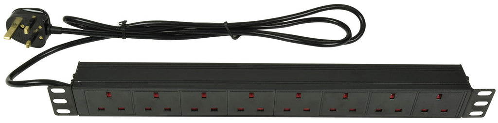 1U Rackmount 8 - Gang UK Power Distribution Unit + 1.8m Lead - Apollo Music School