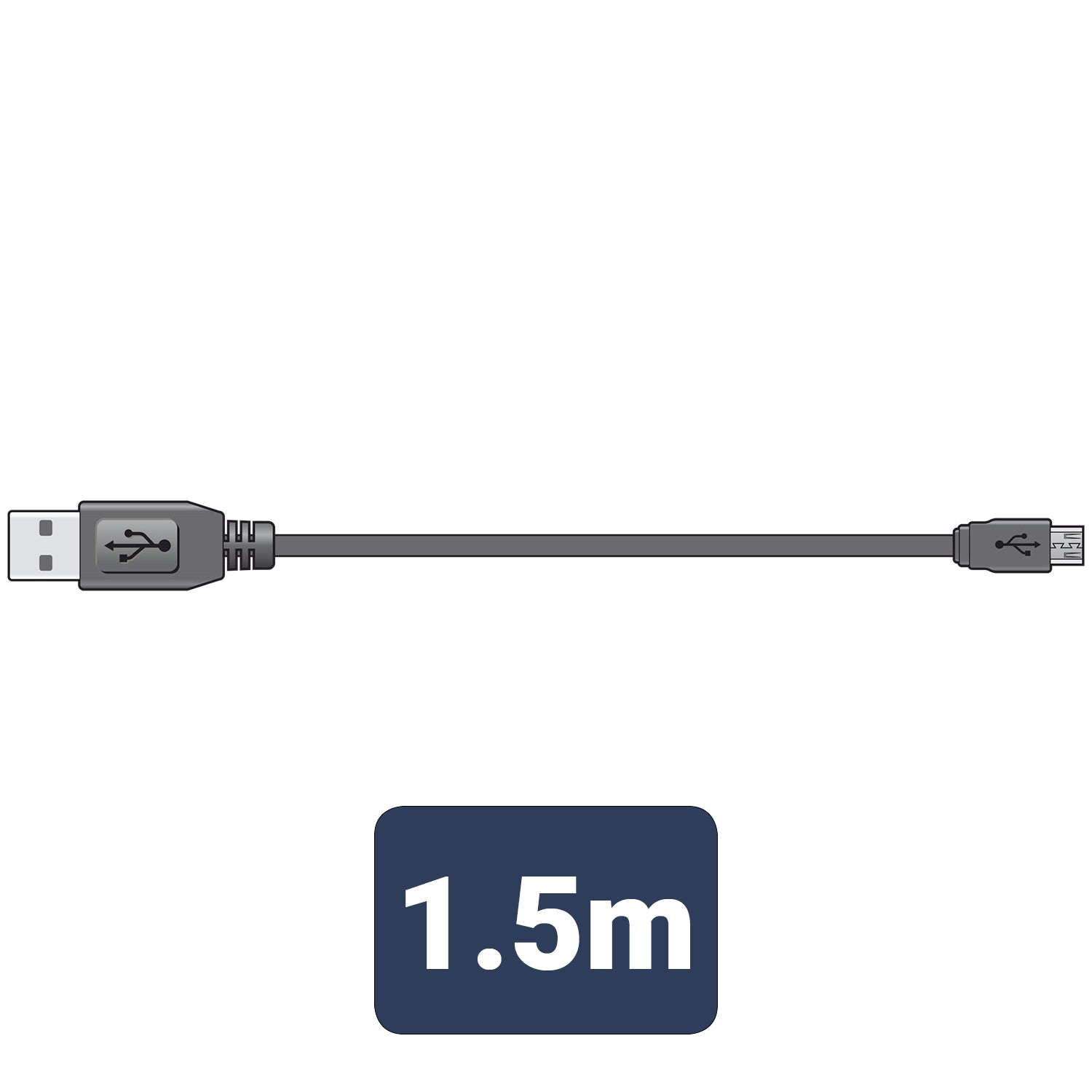 USB 2.0 A plug to micro B plug lead 1.5m - Apollo Music School