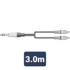 Classic Audio Lead 6.3mm TRS Jack - 2 RCA Plugs 3.0m - Apollo Music School