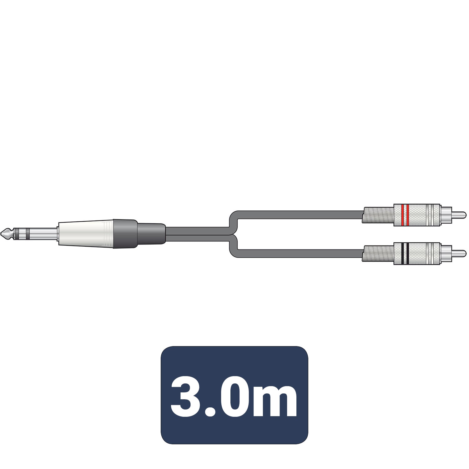 Classic Audio Lead 6.3mm TRS Jack - 2 RCA Plugs 3.0m - Apollo Music School